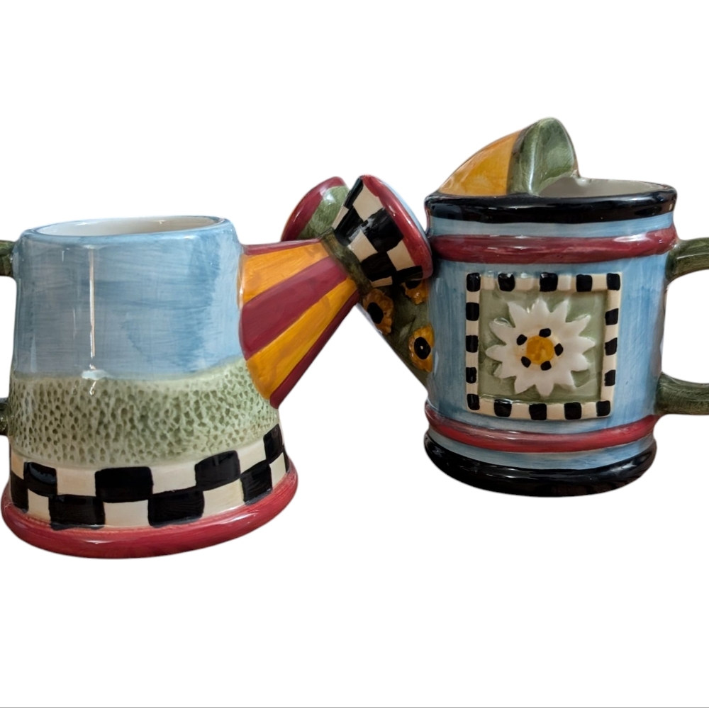 Debbie Mumm Sakura VINTAGE Ceramic Watering Cans - Picture 3 of 9